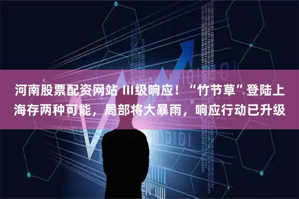 河南股票配资网站 Ⅲ级响应！“竹节草”登陆上海存两种可能，局部将大暴雨，响应行动已升级